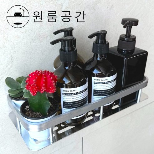 원룸공간 무타공 화장실 욕실선반, 화이트 실버