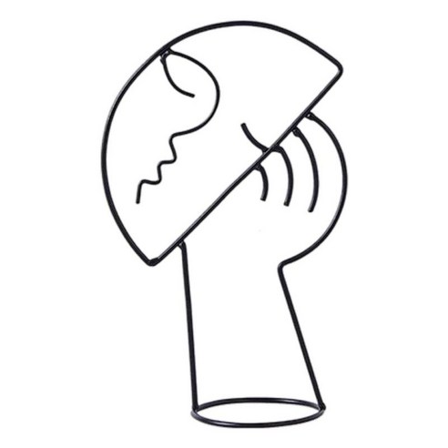 금속 추상 얼굴 개요 조각 한 줄 철 예술 그림 미니멀리스트 여성 머리 동상 홈 테이블 모자 홀더 s 스탠드, 사상가 S, {"수건소재":"금속"}