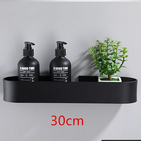 [SW] 30/40/50 cm 벽 선반 샤워 바구니 스토리지 랙 블랙 주방 욕실 선반 수건 바 로브 후크 욕실 액세서리, 하나, 30cm black
