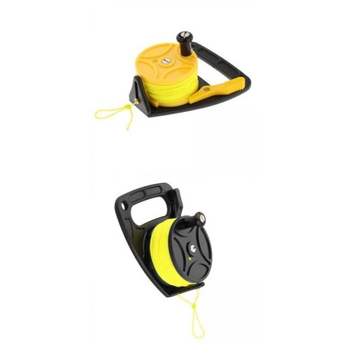 2pcs 다목적 스쿠버 다이빙 릴 핸들 기어 카약 기어, 블랙 옐로우, 나일론