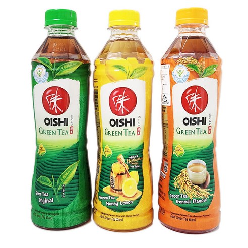 태국 음료 오이시 그린티 380ml 허니레몬 수입음료 녹차음료 OISHI GREEN TEA, 3개