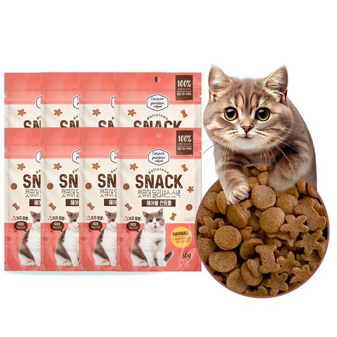 캣퓨어 고양이 딜리셔스 스낵 오랄 콤플렉스, 8개, 60g, 헤어볼케어에 도움주는- 헤어볼케어