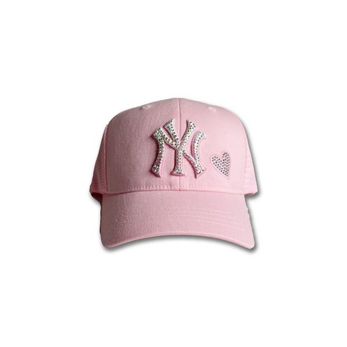 MLB키즈 베이직 스톤 트러커 뉴욕양키스 볼캡 아동용 야구 모자 핑크