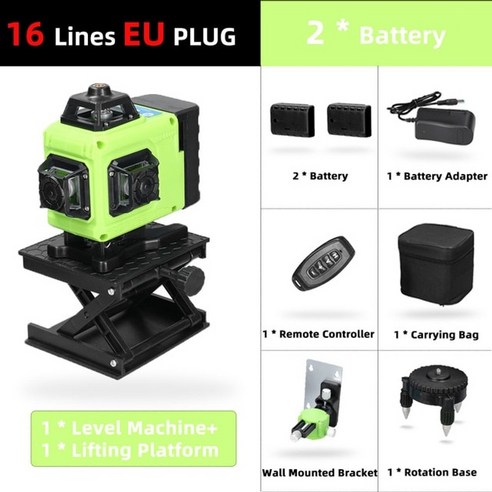 레이저레벨기 레이저수평기 다기능 1612 라인 그린 라이트 3 °4d 셀프 링 기계 링, 2-B형 16라인 eu, 1개