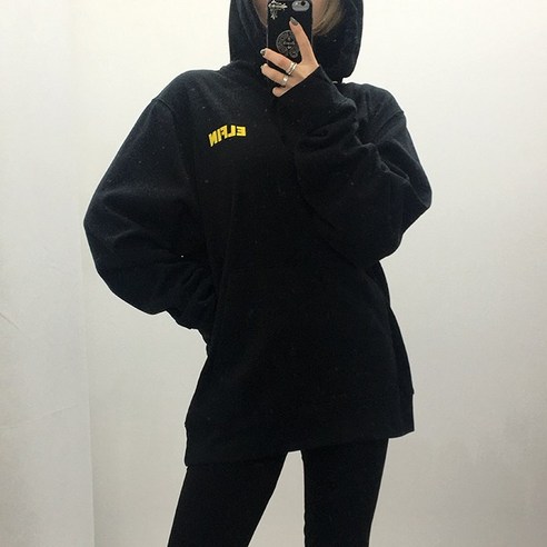 ELFIN 프린팅 기모 후드티