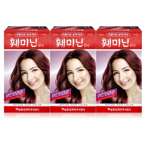 동성제약 아름다운 갈색머리 훼미닌 실키 염색약 74호 와인브라운, 3개