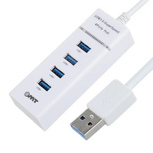 아이예스 3.0 4포트 USB 허브 무전원 30cm선길이, 화이트, 1개