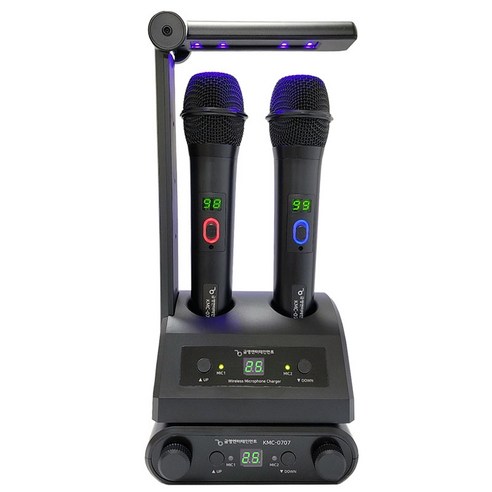 금영 칸타레 UV LED 살균 소독기 일체형 900MHZ 2채널 충전식 무선마이크, KMC-0707, 블랙
