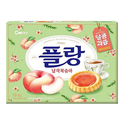 청우식품 플랑 납작복숭아 쿠키, 160g, 6개