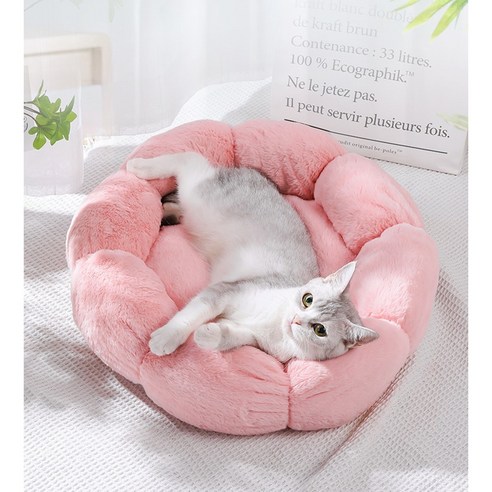 보유샵 강아지 고양이 애견 방석 침대 쿠션 롱퍼 극세사, 핑크, 꽃잎B