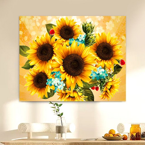 액자 캔버스형 보석십자수 DIY 키트 40 x 50 cm, SZX021.해바라기