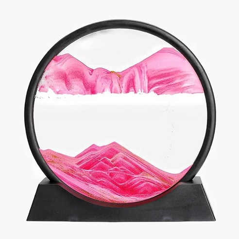 바른리빙 샌드아트액자 모래시계 모래액자 18cm, 블랙프레임-핑크