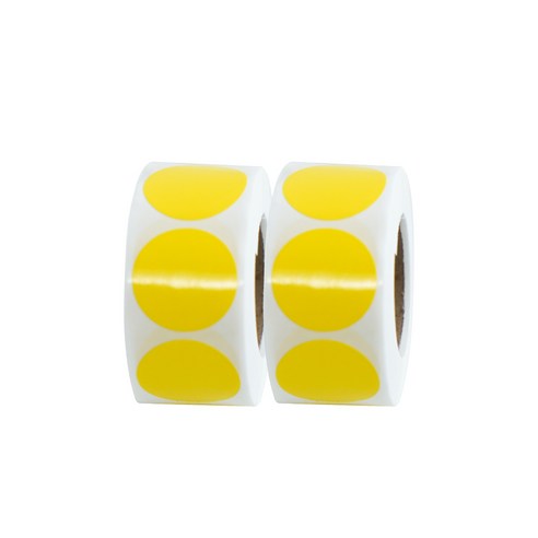 디어플레이스 컬러 롤스티커 500매 2.5cm, 2롤, 03.원형_옐로우