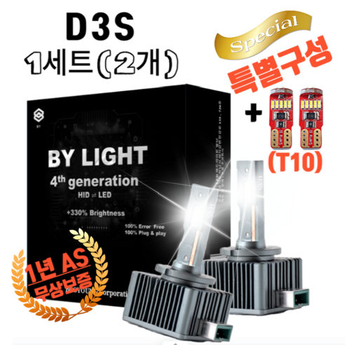 HID 전용 6500K 화이트 LED D1S D2S D3S D5S D8S H1 H3 H4 H7 H8 H9 H11 HB3 HB4 880/1 차량용 자동차 헤드 라이트 전조등 일체형, 1세트