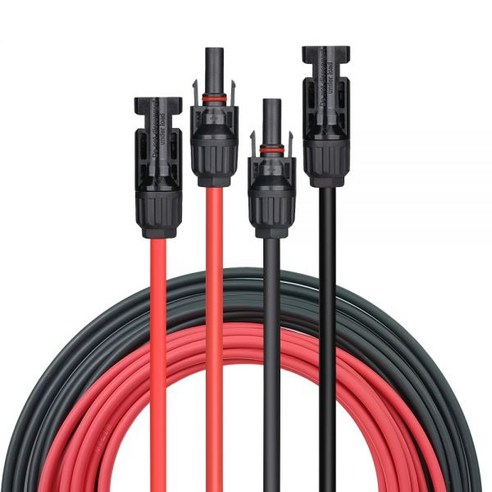 태양광 익스텐션 케이블 와이어 암수 커넥터 패널 블랙 + 레드 12AWG(4mm ²), 2개, 03 RED and BLACK 6M