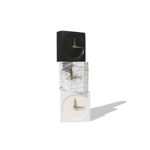 핸드메이드 인테리어 오브제 무소음 탁상시계 SQUARE CLOCK, 마블