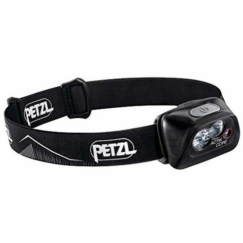 PETZL ACTIK CORE 헤드램프 - 하이킹 등산 캠핑용 빨간색 조명이 있는 강력한 충전식 600루멘 조명 - 레드 121254, One Size, 블랙