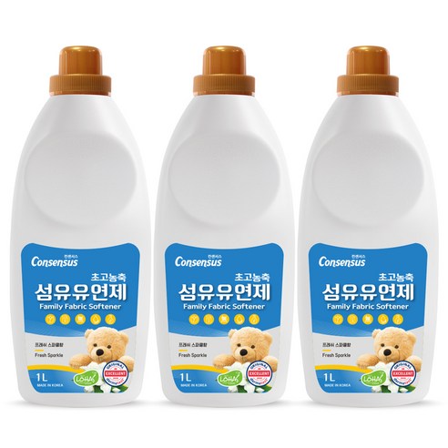 컨센서스 초고농축 섬유유연제 프레시스파클 1L x3개, 1kg, 3개