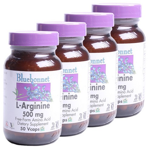 블루보넷 L-아르기닌 500mg 브이캡 글루텐 프리 비건, 4개, 50정