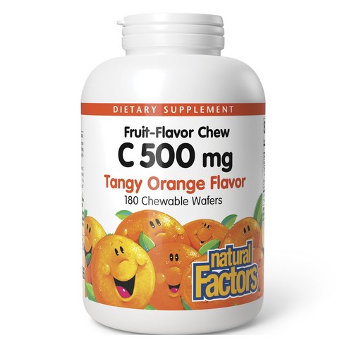 네추럴팩터스 프루트맛 츄 비타민 C 500mg 탠지 오렌지 츄어블 웨이퍼, 180정, 1개