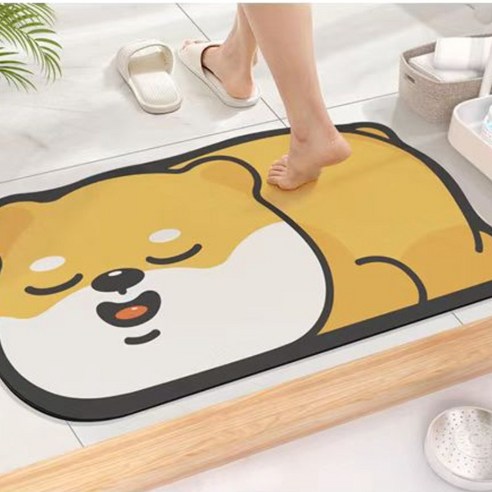 귀여운 캐릭터 규조토 주방 매트, 시바견