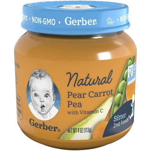 거버 비타민 C 어린이 과일퓨레 113g, 1개, 배+당근+콩(Pear + Carrot + Pea)