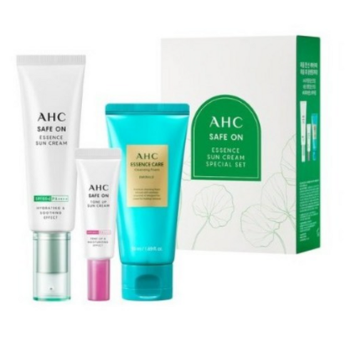 AHC 세이프온 에센스 선크림 SPF50+ PA++++ 50ml + 톤업 선 크림 SPF50+ PA++++ 20ml + 클렌징 폼 50ml, 1개