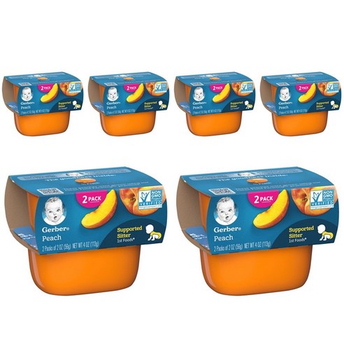 거버 어린이 액상 식품 56g 2개입, 복숭아(Peach), 113g, 6개