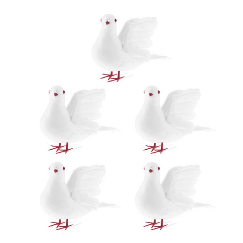 가정 및 장식 꽃꽂이 화환 및 예술 및 공예품을위한 5Pcs 인공 흰색 비둘기 새, 화이트, 설명, 설명