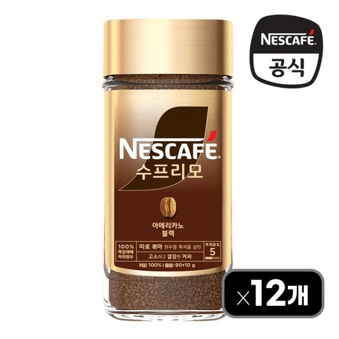 네스카페 수프리모 아메리카노 블랙 병, 100g, 12개