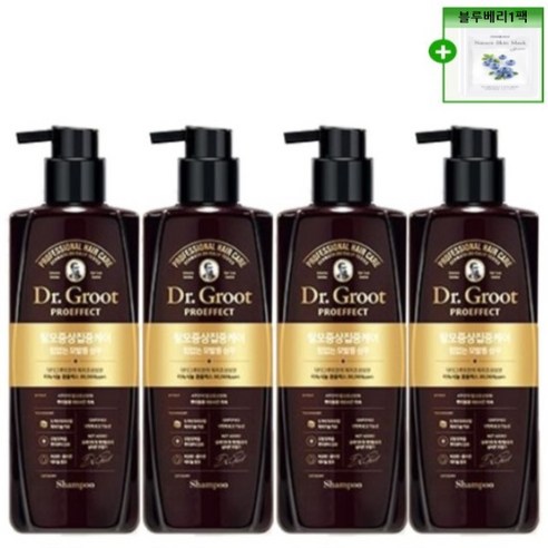 시즌3 닥터그루트 프로이펙트 미녹시놀TM3만PPM 닥터그루트 샴푸 500ml+블루베리1팩, 4개, 500ml