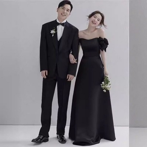 블랙 리본 드레스 롱원피스
