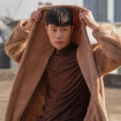 마른파이브 히트터치 후드 롱후리스 커플 파자마 로브가운