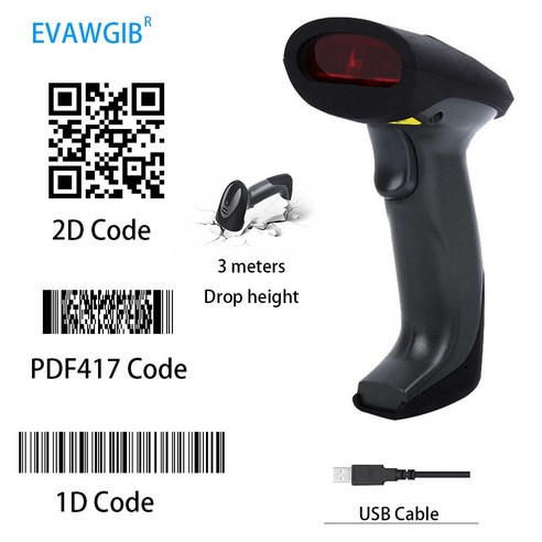 EVAWGIB EV-X2002 슈퍼마켓 상점 특급 및 물류 QR 코드 PDF417 코드 39 바코드 스캐너를 위한 가장 저렴한 CMOS 2차원 바코드 스캐너 USB 유선 바코드 리, EV-X2002 CMOS 2D