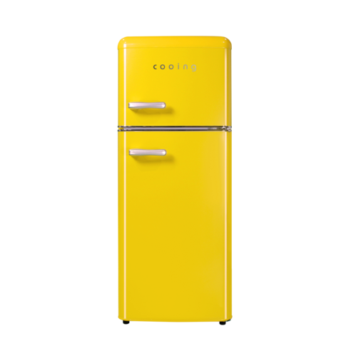 쿠잉 레트로 2도어 소형 냉장고 REF-D121 원룸 오피스텔 사무실 가정용 115L, 엘로우(REF-D121Y)