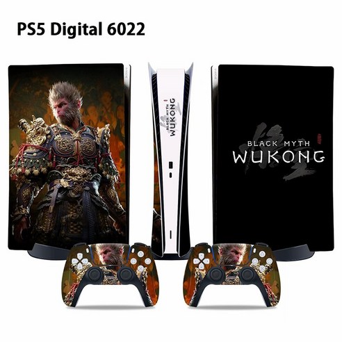 PS5 / PS5 Slim 검은신화 오공 스티커 콘솔 + 컨트롤러 스티커, 6세트, PS5 Digital 6022