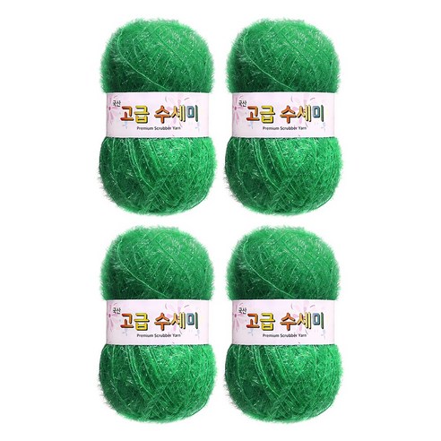 울클럽 별꽃수세미 DIY 고급수세미실 80g 4볼세트 + 동영상제공, 190브라이트그린