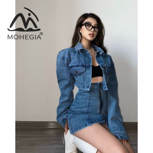 MOHEGIA 여성용 스커트 두 조각 세련된 새 카우보이 정장