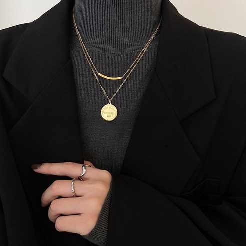 코이체 레이어드 원포인트 더블 체인 목걸이 티파니앤코목걸이