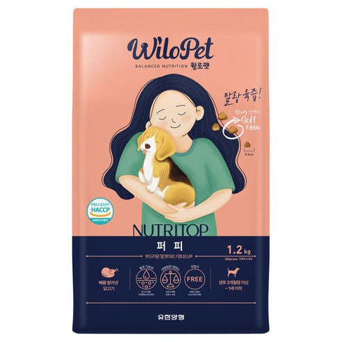 유한양행 윌로펫 뉴트리탑 소프트 사료 퍼피, 닭, 1.2kg, 1개