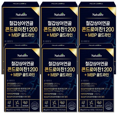 철갑상어 콘드로이친 1200 6형 저분자 뮤코다당 단백 c6s형 MBP haccp 식약청인증, 6박스, 60정