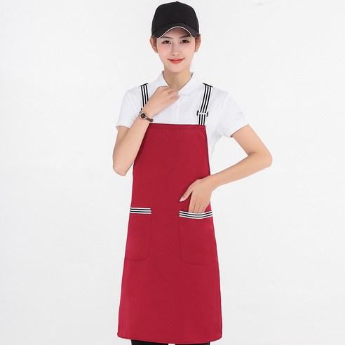 ANKRIC 방수앞치마 실력은 공짜로 가슴을 치며 방오전 카고인데 크로스 멜빵 앞치마 조절 가능, 와인 레드