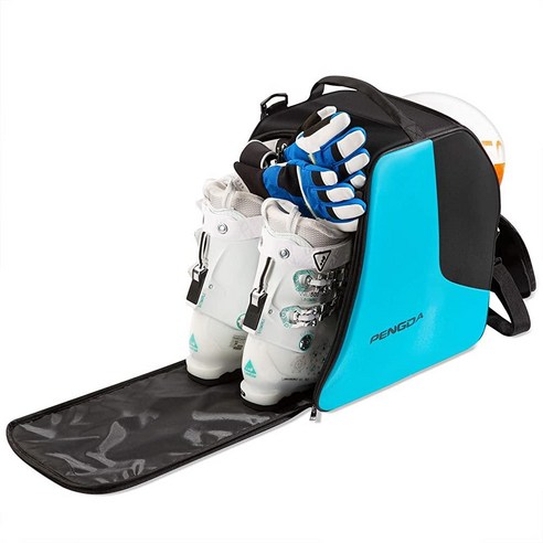   PENGDA 스키 부츠 가방 및 스노보드 방수 여행 헬멧 고글 장갑 의류 보관용2개의 별도 칸 블랙 블루, Black Blue