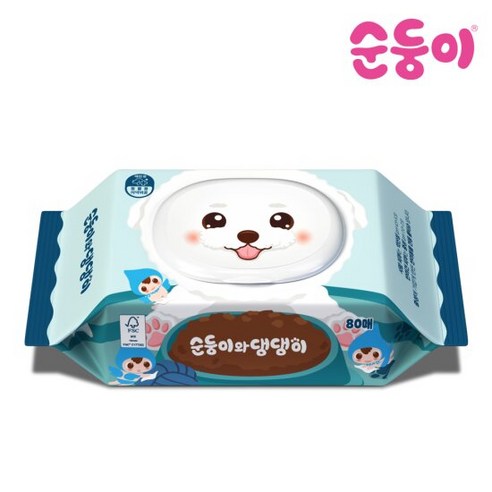 순둥이와댕댕이 강아지물티슈 80매 1팩, 1개