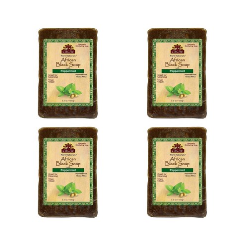 오케이 아프리칸 블랙 솝 페퍼민트 향, 156g, 4개