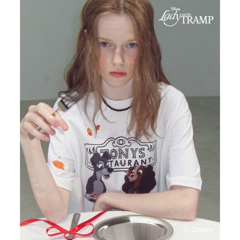[RONRON] Tシャツ PASTA LADY AND THE TRAMP OVER FIT (2color) RONRON PASTA LADY AND THE TRAMP OVER FIT T SHIRT WHITE