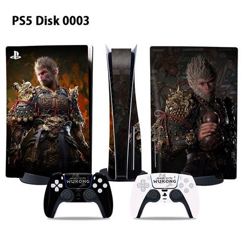 PS5 / PS5 Slim 검은신화 오공 스티커 콘솔 + 컨트롤러 스티커, 2세트, PS5 Disk 0003