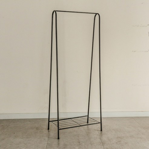 마켓플랜 심플리 철제 1단 선반 행거, 블랙