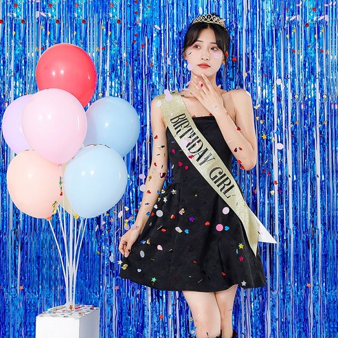 [피앤비유니티] 생일포토존 풍선세트 22종, 12)포토존세트-왕관어깨끈풍선형-골드앤블루