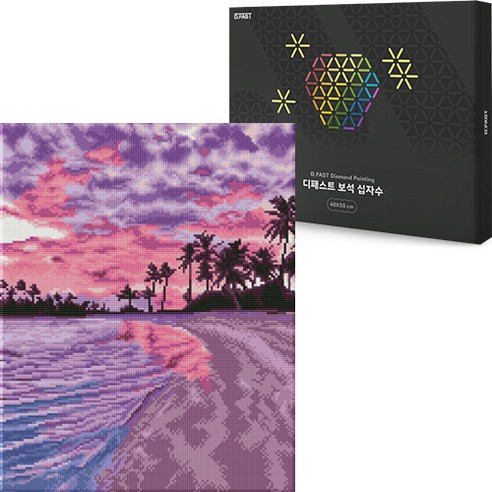 디패스트 보석십자수 DIY 40X50cm 구슬 비즈 공예 액자형 캔버스형 집들이선물 세트, 1세트, DF-602 썬셋